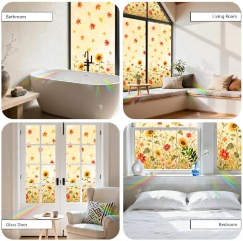Nuxovilar Sunflowers and Leaves Autumn Window Film 17.7x39.4 Inch - Image 7