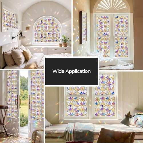 ADD.HERES Rainbow Window Privacy Film, Stained Glass Cling, 17.5" x 78.7" - Image 6