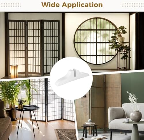 5 Pcs Folding Room Divider Stands, Wooden Privacy Screen Holders, Office Partition Support Bases with Slots, Includes Nails for Easy Assembly, Ideal for Home, Office (White) - Image 6