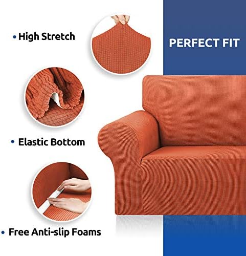 KEKUOU Stretch Oversized Couch Covers for Sofa Slipcover,Pureed Pumpkin - Image 6