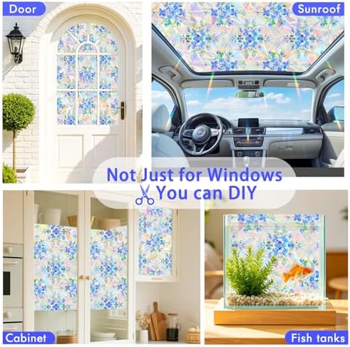 SOMWISE Rainbow Stained Glass Window Privacy Film,Heat Blocking Save Energy - Image 6