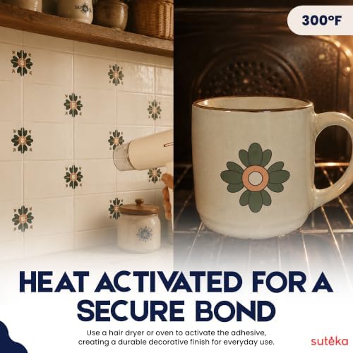 Suteka Tile Decal - Home Decor - Vintage Green, Set of 52 - Image 6