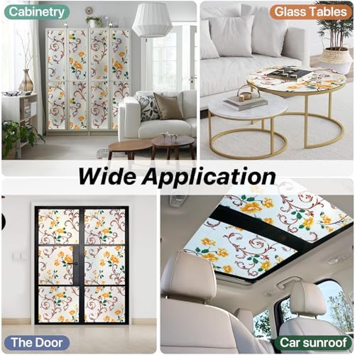 Niviy Stained Glass Window Privacy Film with Installation Tools, 3D Frosted Glass Window Decals UV Protection Sun Blocking Static Clings Non Adhesive Window Stickers for Home 17.5 x 78.7 inch - Image 7