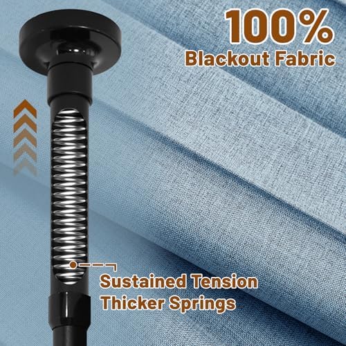 AJAZZ Room Divider Curtain (Blue, W100 x L96 in, 1 Panel)+ Tension Curtain Rod No Drilling (H) 43-120×(W) 35-100 in, for Privacy/Soundproof Curtains, Heavy Duty Wall Separator - Image 6