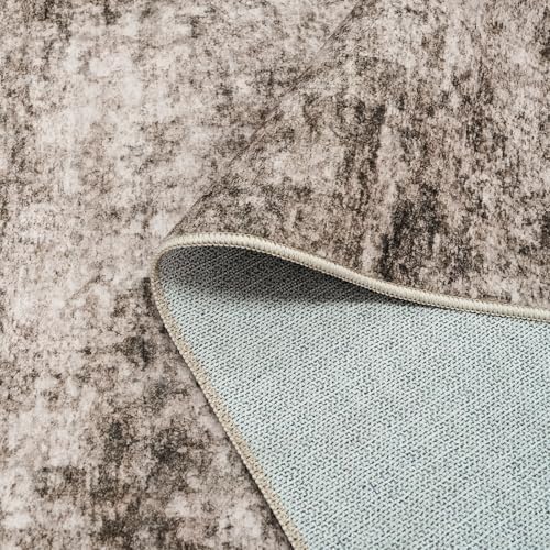 3x5 Living Room Area Rug - Modern Abstract Washable Bedroom Rugs with Non Slip Rubber Backing Indoor Low Pile Carpet for Office Nursery Soft Ultra Thin Home Decor Floor Mat for Bathroom 3x5 Brown - Image 6