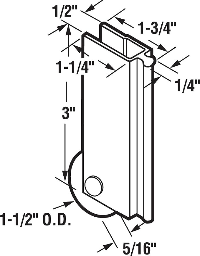 Prime-Line N 6599 Mirror Door Roller Assembly, 1-1/2 In., Plastic Roller, Ball Bearings, Concave (Single Pack) - Image 2