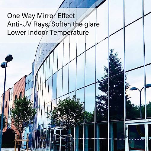 Niviy One Way Window Film Privacy Mirror Effect Self-Adhesive Window Tint UV Heat Control Glass Door Film for Home and Office, Black-Silver 23.6 x 157.4 inches - Image 6