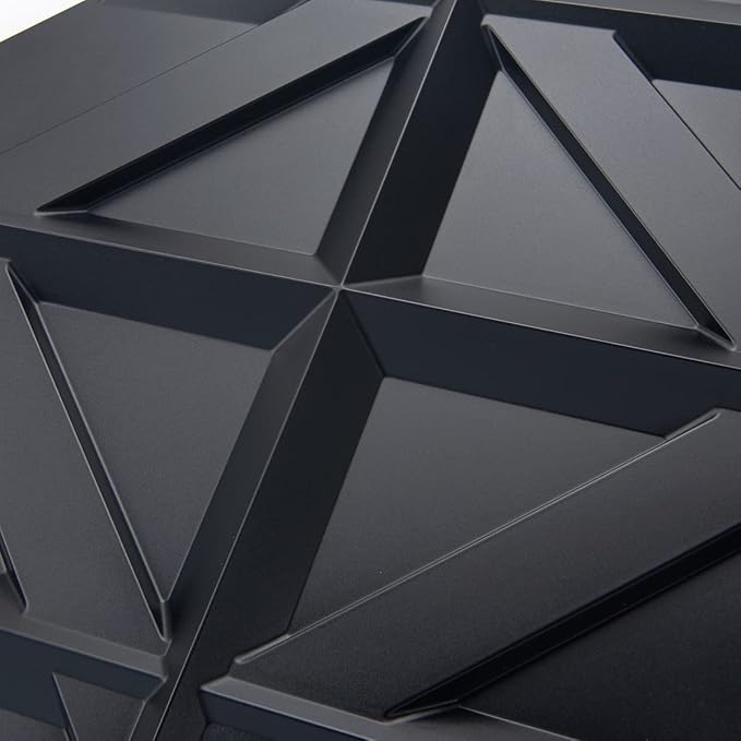 Art3d Decorativ PVC Glue-Up 3D Wall Panel, 19.7 x 19.7 in, 12-Pack, Black | Waterproof, Scratch Resistant, Wall & Ceiling Decor Panels, Ideal for Commercial Spaces - Image 7