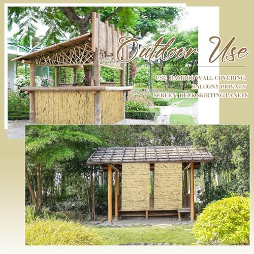 Juexica 2 Pcs Natural Bamboo Wall Panel for Interior Wall 48''x96'' Bamboo Covering Renewable Pole Wainscoting Room Divider Wrap Decor for Bedroom Living Room Kitchen Island Office (Light Burned) - Image 6