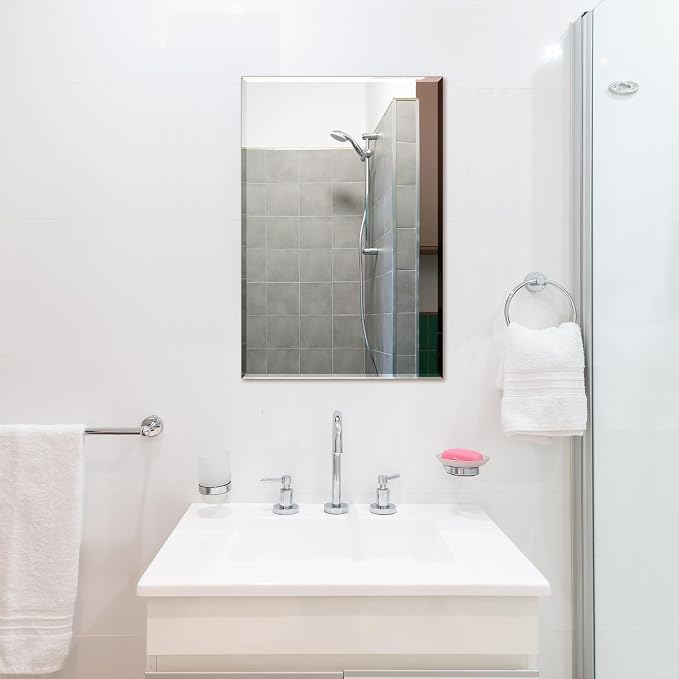 Bathroom Mirror for Over Sink 24x16 Inch Frameless Wall Mirror Rectangle - Image 8
