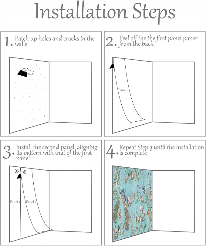 MFWFM Chinoiserie Peel and Stick Wallpaper Blue Peacock Wall Murals | 137"x96", for Bedroom Living Room Bathroom, Self Adhesive Canvas - Image 6