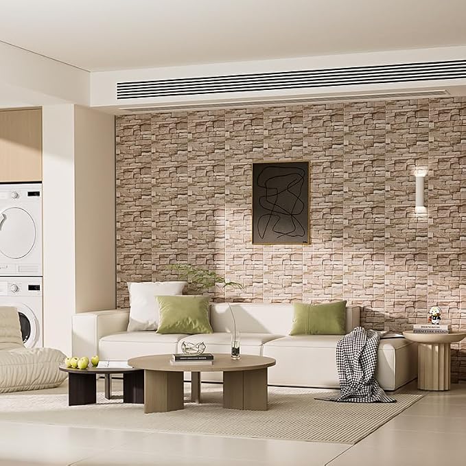 3D Wall Panels Peel and Stick Faux Foam Brick Wallpaper Covering | Retro Brick Rock 40 PCS 15"×13.7" Self Adhesive Stone Wall Tiles for DIY Interior Wall Decor - Image 6