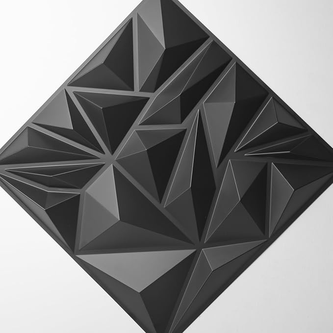 Art3d 50-Pack Modern Diamond Textured 3D Wall Panels, 12 x 12 in, Black | Light PVC, Waterproof, Scratch Proof, Decorative Wall, Ideal for Home, Office & Commercial Spaces - Image 9