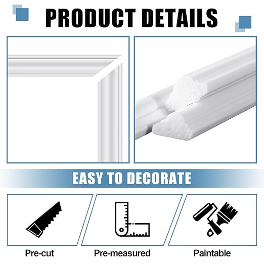 Pangda 3set Peel and Stick Wall Molding Kit 3D Premade, 24x96in+48x96in | Accent Wall Moulding Kit, Wainscoting Panel, for Interior Decor, Ready to Assemble, Peel and Stick, Wainscoting Accent Panel - Image 5