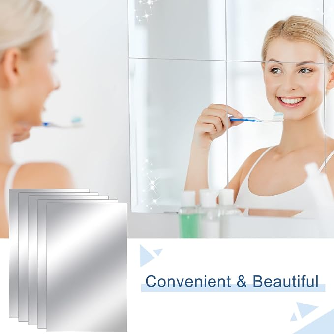 Tuanse 80 Piece Flexible Plastic Mirror Sheets for Home Decoration, Wall Mount, Rectangular, 9 x 6 Inch - Image 7