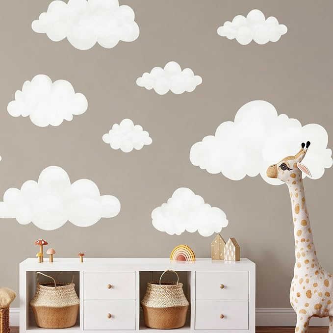 9pcs Fabric Large Cloud Wall Decals,Peel and Stick Decals Watercolor Clouds,Home Decor for Nursery,Kids Room,Playroom,Ceilings and Furniture,Easy Removable Wall Stickers - Image 7
