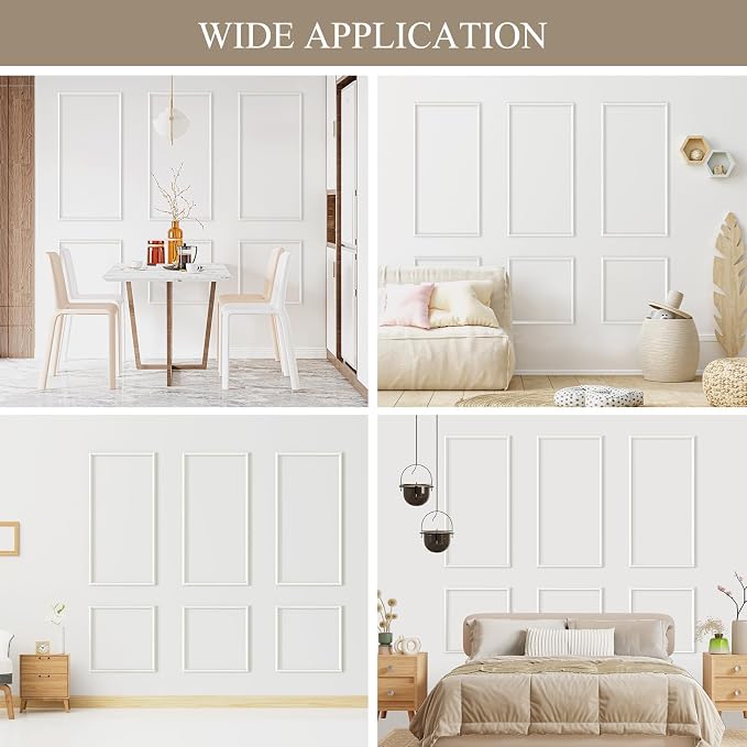 3 Sets Peel and Stick Wall Molding Kit, Premade Wainscoting Panels | Interior Wall Moulding Decor, Ready to Assemble Accent Panel, 54 x 24In, 24 x 24In - Image 7