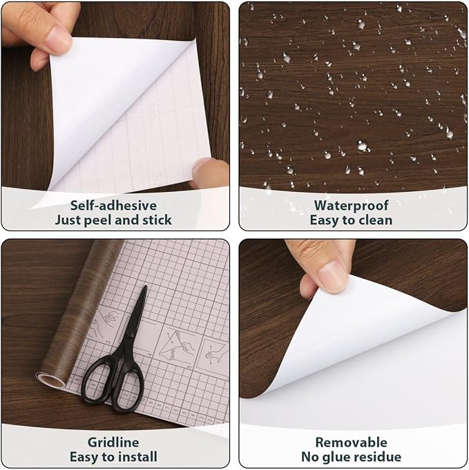 Arthome Cherry Wood Contact Paper Peel and Stick Wallpaper 23.6"x200" | Covers 32.7 sq ft.,Decorative Vinyl Film for Countertop,Cabinets,Shelf,Drawer Liner,Easy to Clean Removable Wall Covering - Image 7