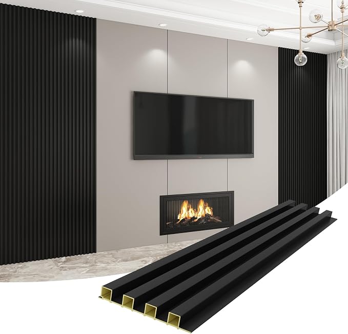 Slat Wall Panel 8-Pack, 118’’x6.1’’, Black | WPC Wall Panel for Interior Wall Decor, TV Background, Kitchen, Bedroom - Image 7