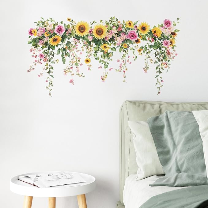Green Sunflower Wall Decals, Removable PVC Stickers Indoor Decor | Vivid Sunflower Print, Self-adhesive Easy Install, No Wall Scratches, Fits Walls Doors Cabinets Windows Home Decor - Image 7