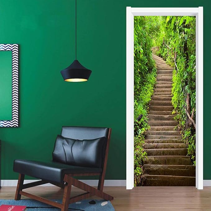 Door Stickers Peel and Stick Murals - Wall Covers Decorative Decal Forest | 30.3"W x 78.7"H, 3D Path&Trees Wallpaper,Waterproof Removable Opaque Vinyl Self Adhesive Fake Door Decor for Home Office - Image 8
