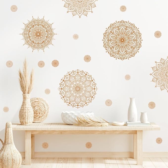 Brown Mandala Wall Sticker Mandala Decals for Window Boho Modern Art Mural | Headboard vinyl decoration, lotus peel and stick, removable, self adhesive, for bedroom living room yoga room home gym decor - Image 9