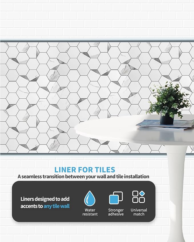 Art3d 25 ft Peel and Stick Tile Edge Trim, Backsplash Corner Decor, Silver - Image 9