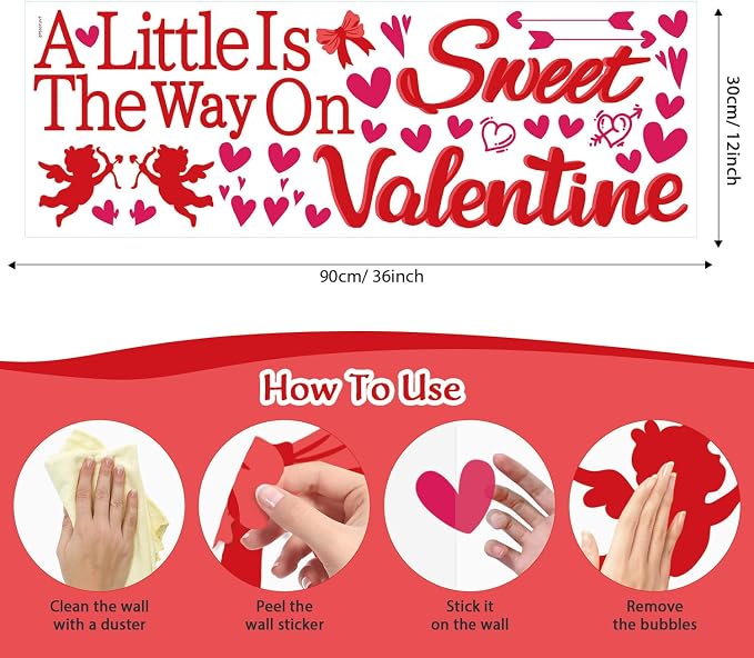 LHIUEM A Little Sweet Valentine is On The Way Decals Red Hearts Valentine Birthday Banner A Little Sweetheart is On The Way Happy Birthday Stickers for Valentines Baby Shower Party Photo Props Arch - Image 7