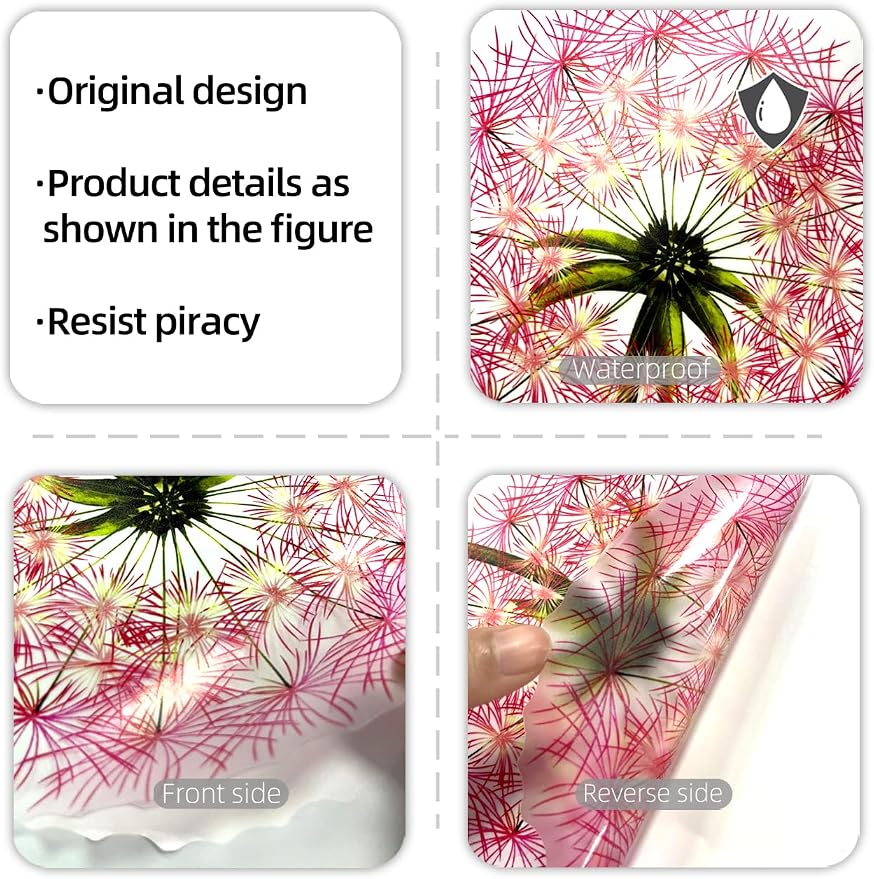 Pink Flower Dandelion Wall Stickers - Wildflower Fluffy Seed Soft Floral Wall Mural Peel & Stick Removable Wall Art Decals for Girl Bedroom Baby Nursery Kid Room,56 cm x 96 cm - Image 8