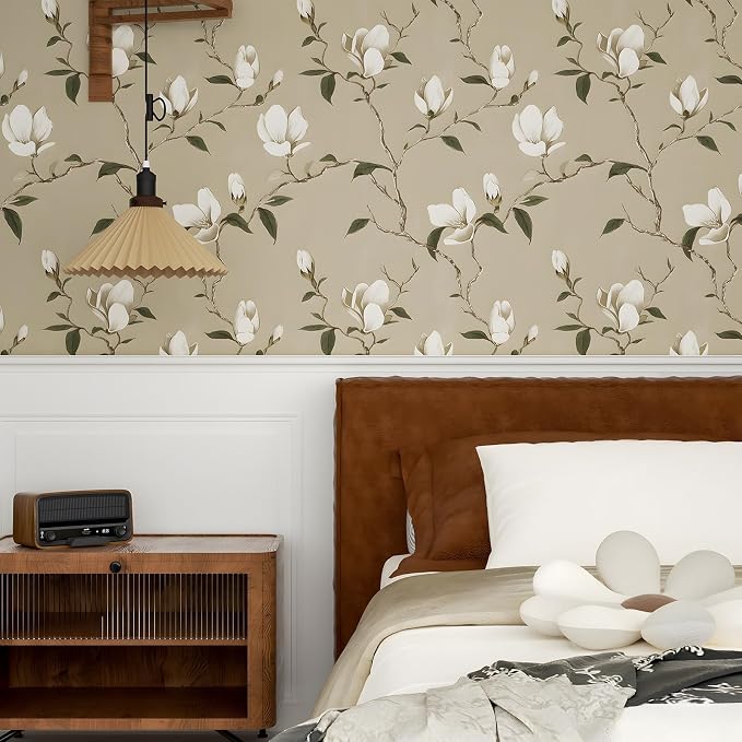 Laatse Vintage Leaf Wallpaper Peel and Stick 17.5" x 118", Khaki | Self Adhesive/Removable/Waterproof/Thick Vinyl Contact Paper for Bathroom Bedroom Shelf Cabinet Drawer,Prepasted,Easy Peel - Image 6