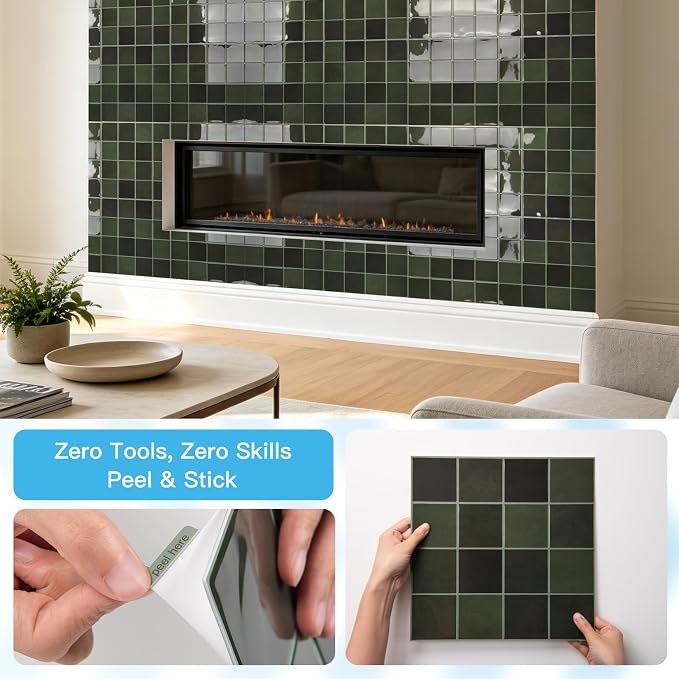 Art3d Grid Design Peel and Stick Backsplash, 10-Pack, 12 x 12 in, Green | Enhanced Thickness, Strong Adhesion, Moisture Resistant, Long-Lasting, Minimalist Look, DIY Friendly, for Kitchen Countertops - Image 8
