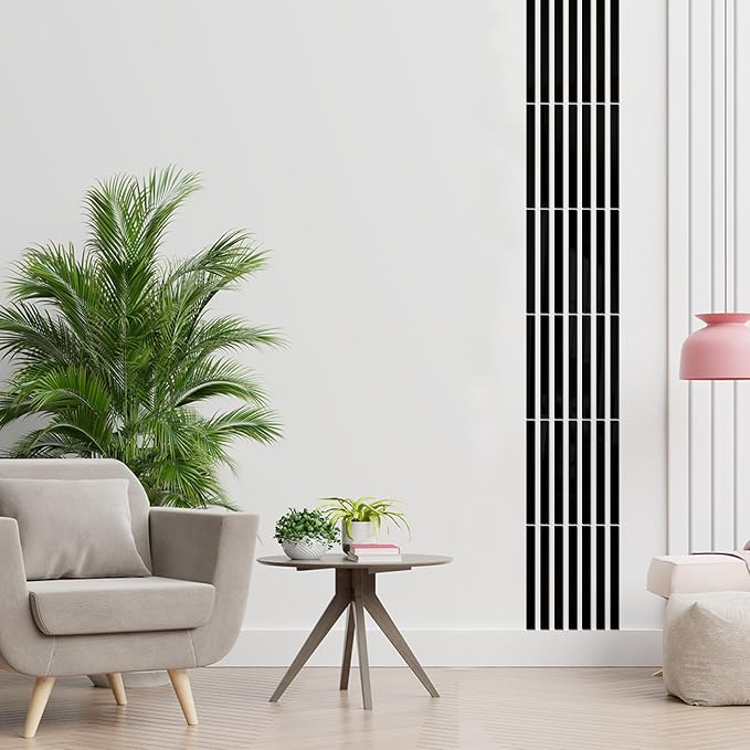 20-Piece Peel-and-Stick Acrylic Mirror Wall Trim (Black) - Image 9