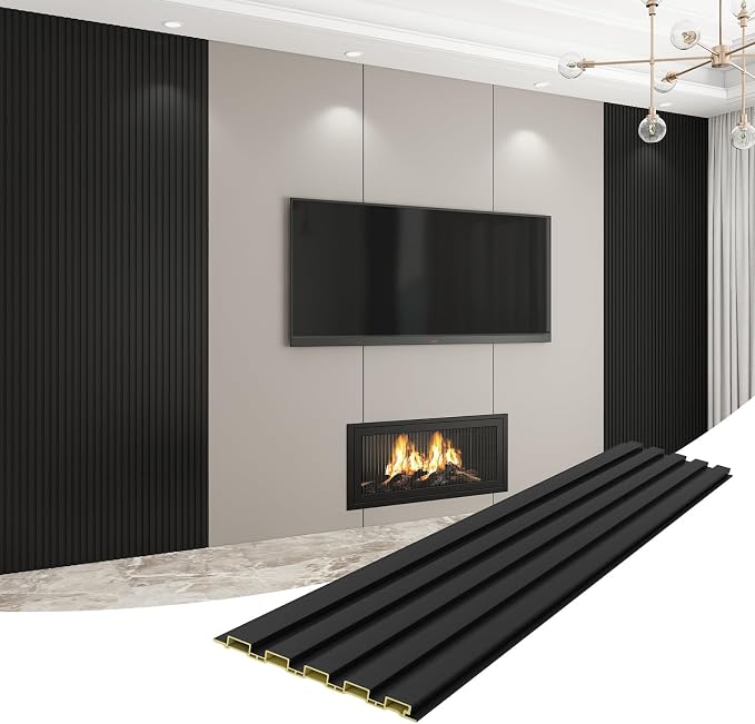 Slat Wall Panel 8-Pack, 118’’x6.3’’, Black | WPC Wall Panel for Interior Wall Decor, TV Background, Kitchen, Bedroom - Image 7