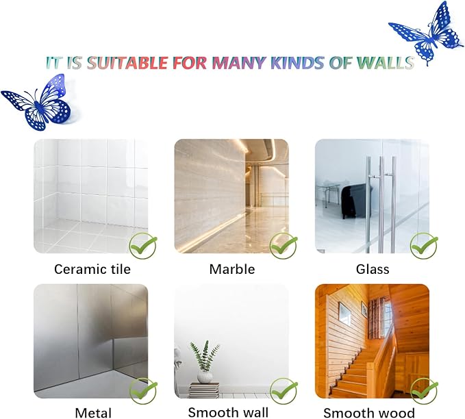 SAOROPEB Butterfly Wall Stickers, 48 Pcs 4 Styles 3 Sizes, Metallic Paper, Removable, Navy Blue, Art Deco Decor for Wall | 4 Styles 3 Sizes, Butterfly Birthday Decorations Butterfly Party Decorations Cake Decorations, Removable Stickers - Image 7