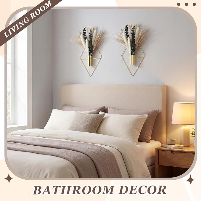 Canlierr 4 Pcs Wall Decor Hanging Planters, Mixed Plants, Gold - Image 7