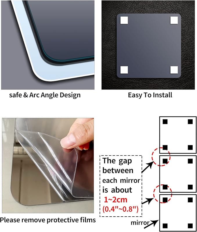 Unbreakable Full Length Wall Mirror, 4Pcs 10"x10", Over The Door, Made of Shatterproof Plexiglass Acrylic, Long Mirrors for Bedroom Closet, Workout for Home Gym, Full Body Mirror for Kids - Image 9