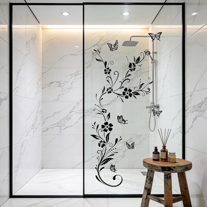 Black Flower Wall Stickers, Vines & Butterfly Wall Decals Peel and Stick | Removable Art Decoration for Living Room Bedroom Door Murals - Image 6