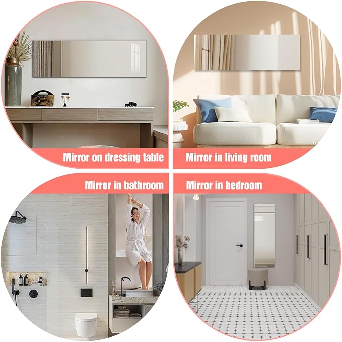 Full Length Mirror,47.25x15.75 Inch Acrylic Shatterproof Soft Mirrors, Non-Glass Wall-Mounted Fitness Mirror for Home, Lightweight Durable Modern Decor for Bedroom/Living Room/Cloakroom - Image 7