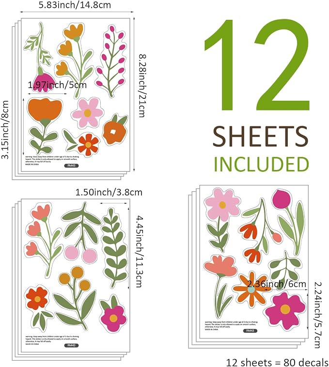 Nursery Wall Stickers Boho Kids Room Decor Girls Bedroom Removable Wall Decals Vinyl Murals DIY Cute Decorations 12 Sheets - Image 9