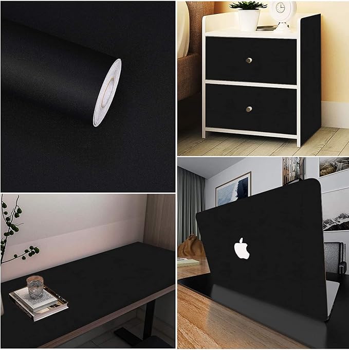 practicalWs Peel and Stick Wallpaper 23.6" x 118" Black Wallpaper | Self Adhesive Removable Vinyl Film Stick Paper Easy to Apply Contact Paper Wall Coverings Shelf Home Decorative Liner Table - Image 7