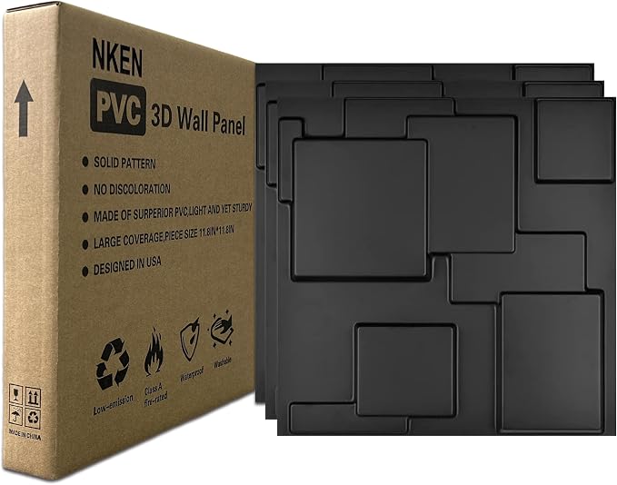 33 Pack 3D Diamond Wall Panels – 12"x12" White Textured Wall Decor for Gaming Room, Bedroom & TV Accent Wall (Black) - Image 9