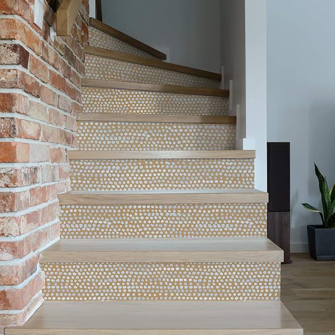Tempaper Toasted Turmeric Moire Dots Removable Peel and Stick Wallpaper, 20.5 in X 16.5 ft, Made in the USA - Image 11