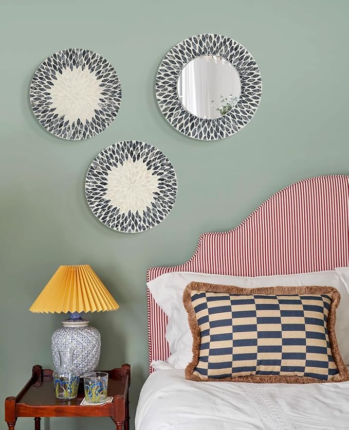 Mother of Pearl Wall Mirror Decor for Hallway Gallery,Black White - Image 9
