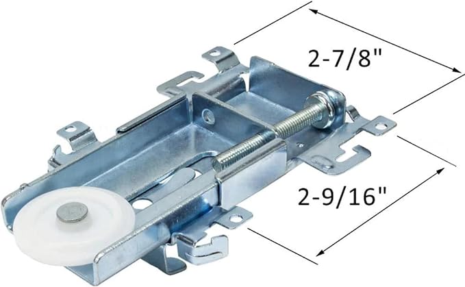 Steel-Framed Mirror Closet Door Roller Assembly - Convex 1-7/16" Wheels | Replacement for Wardrobe Doors - Nylon Flat Roller Wheels (2 Pack) - Image 9
