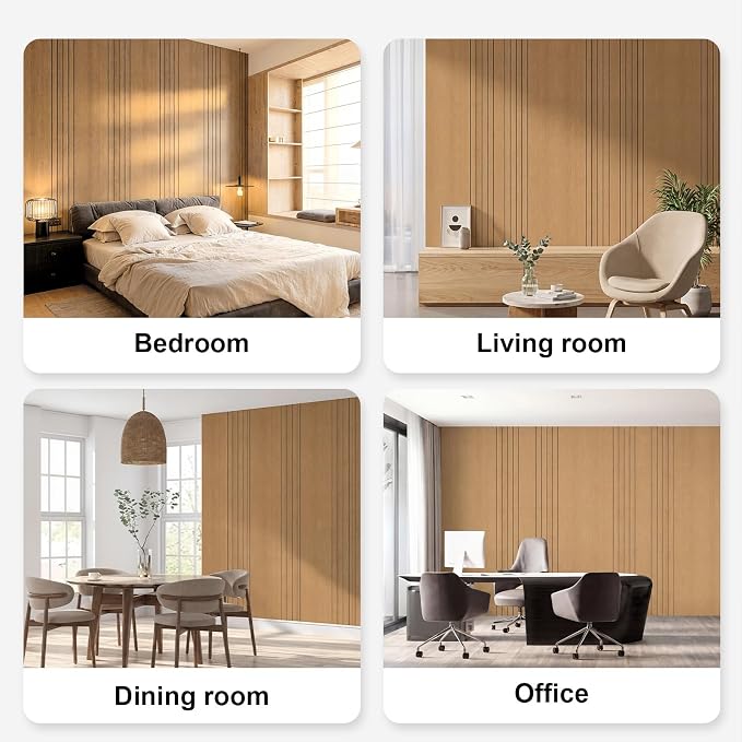 Geelin Peel and Stick Wood Slat Wall Panels for Interior 15.7" x 118" Self Adhesive PVC Thick Faux Oak Wood Grain Wallpaper 3D Soundproof Acoustic Wall Panels for Walls & Ceilings - Image 7