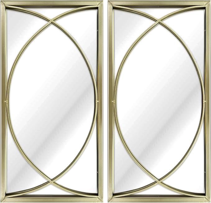 Gold Rectangle Wall Mirror with Metal Frame,Decorative Wall Mirror Set,Hanging Mirrors for Living Room Bedroom Bathroom Entryway,Pack of 2 16"X32" - Image 8