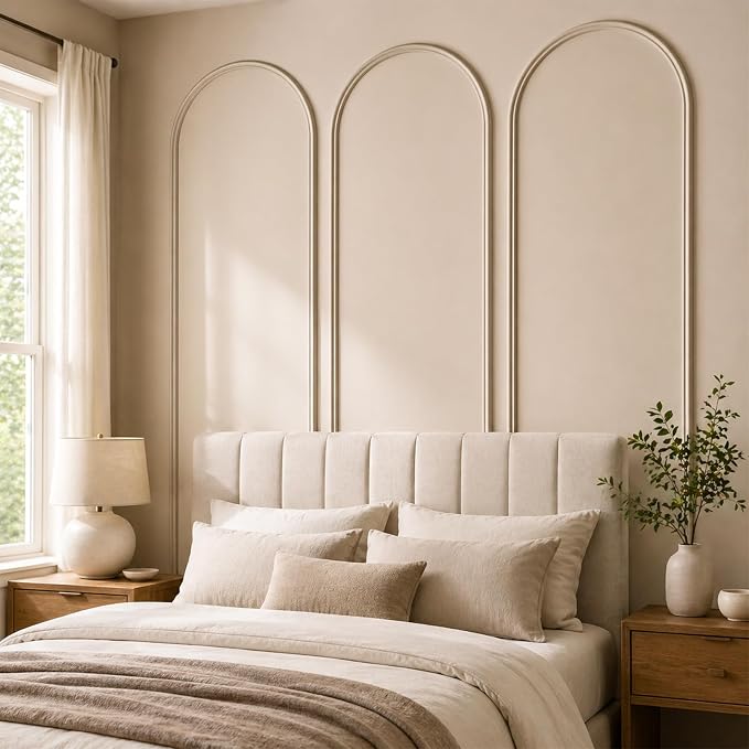 Colingmill 3 Set 32 x 78 Inch Arch Wall Molding Kit Peel Stick Arch Premade Accent Wainscoting Panel Wall Panel Decor Pre Cut Trim Kit for Home Walls Molding DIY Living Room Decor (Stylish Style) - Image 8