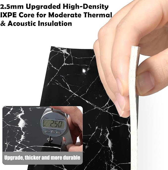 20pcs Peel and Stick Shower Tile Waterproof Black Marble Tiles Wall Panels 11.8"X11.8" Self-Adhesive Backsplash for Home Bathroom Kitchen Showers (Not Real Tile) - Image 8