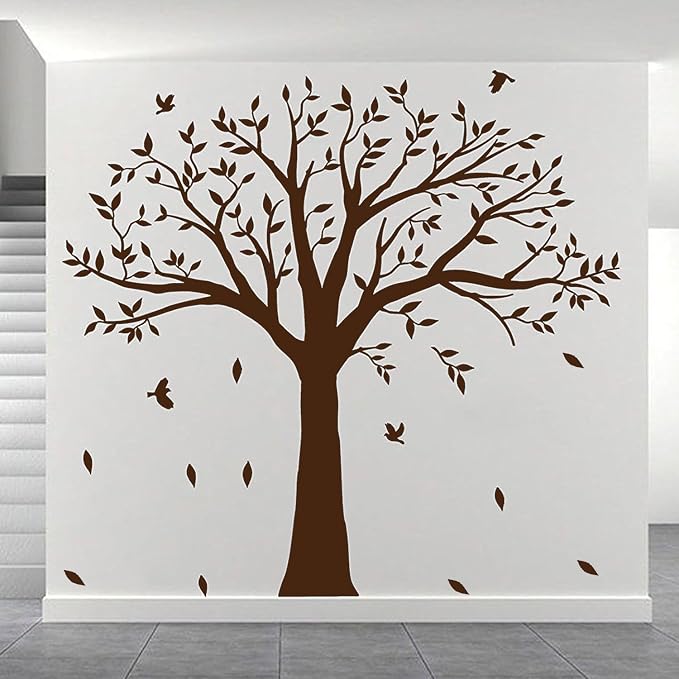Giant Family Tree Wall Decals Photo Tree Wall Decals with Birds Wall Stickers for Living Room Nursery Bedroom Decoration (Coffee Brown) - Image 8