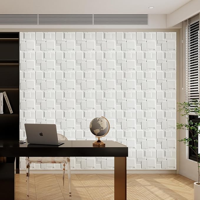 Heikki 30 Pack 3D Wall Panel for Interior Wall Décor, PVC Flower Textured Wall Panels for Living Room Bedroom Hotel Office, 11.8"x11.8", Double-Sided Tape (White-YJ) - Image 7